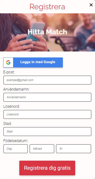 Registrering (Hur kan jag registrera mig på Hitta match?)